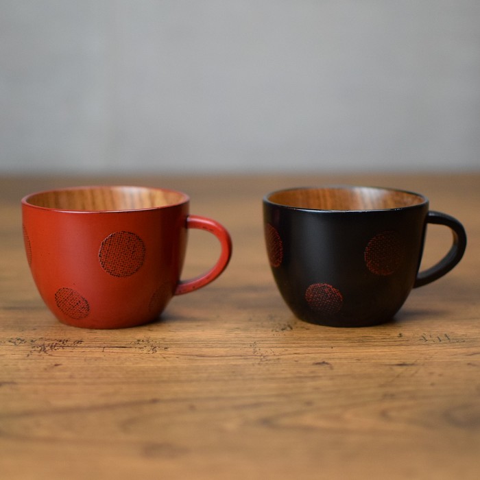 Wooden Lacquer Coffee Cup – Dot Negoro or Akebono